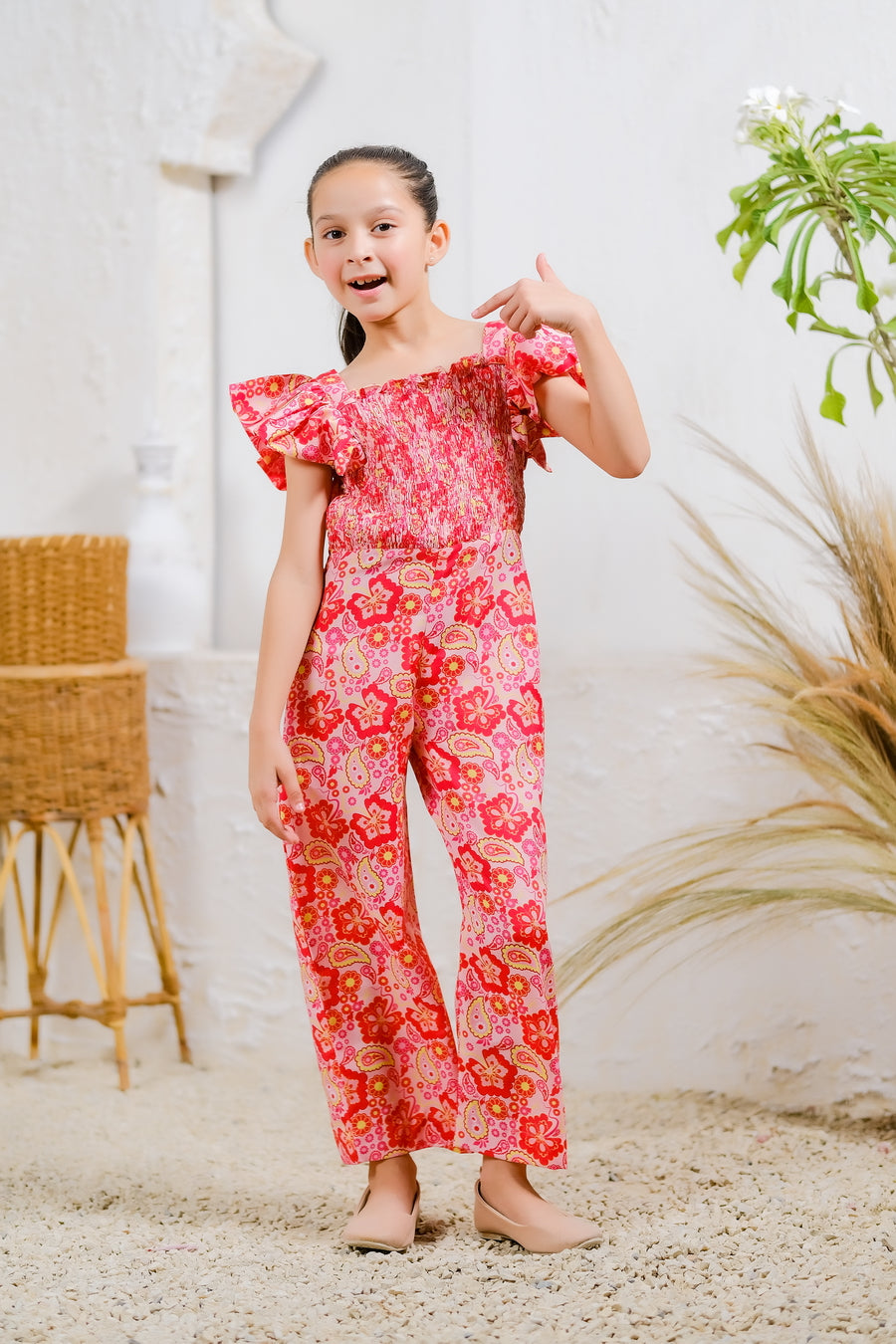 Sprinkles Stitched 1 Piece Summer Jumpsuit Kids Collection'2025-Scarlet Paisley Jumpsuit