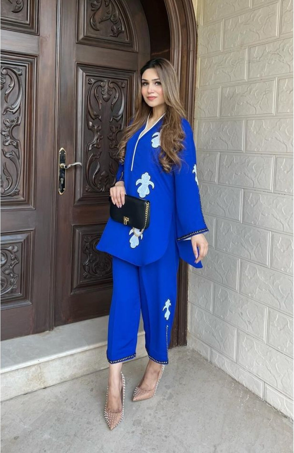 Manahils Stitched Blue Embroidered Two Pc