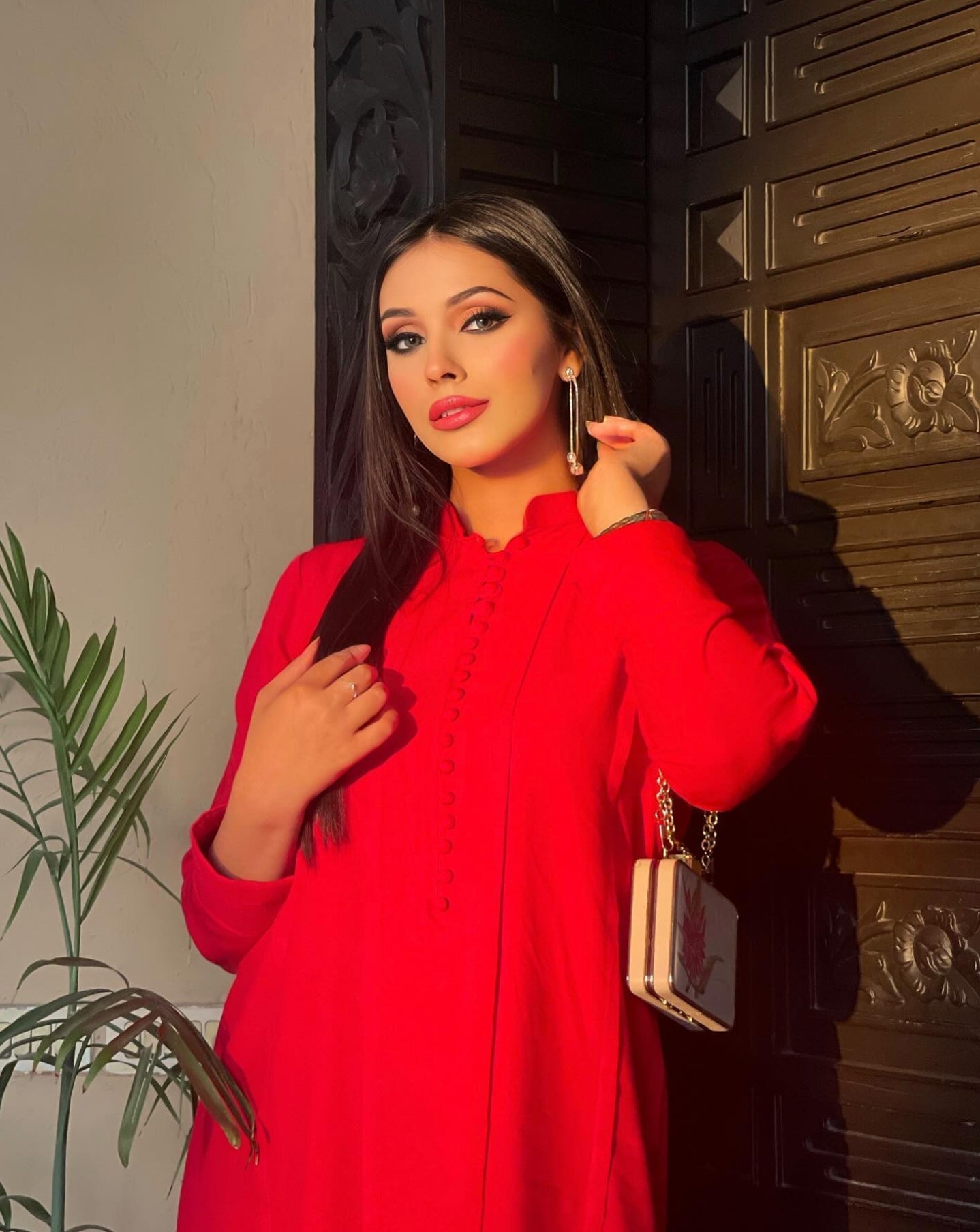 Manahils Stitched Co Ords Red Marina Tunic (Pay-Now)