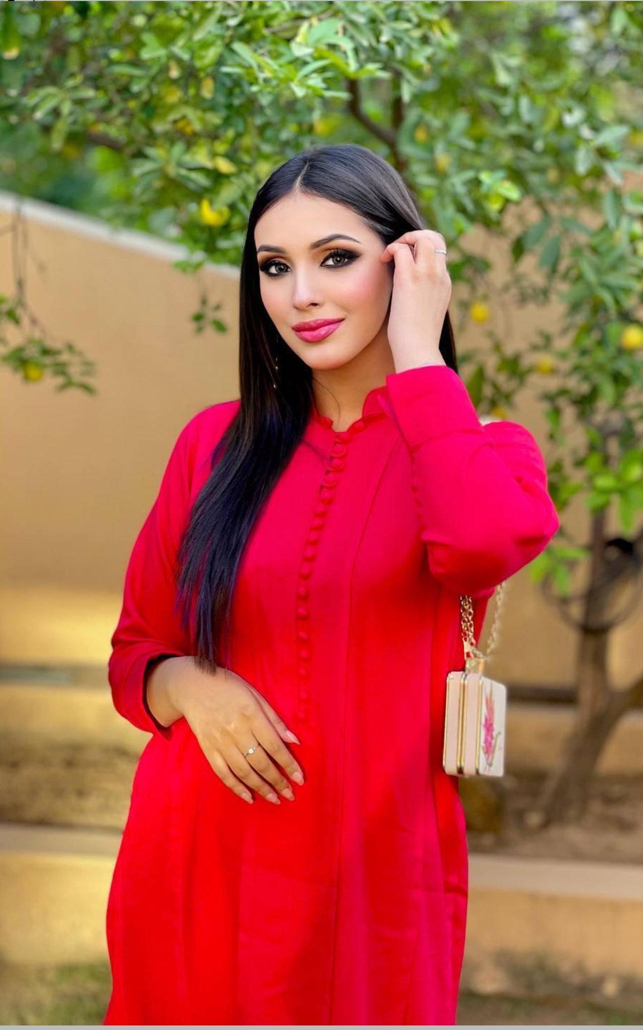 Manahils Stitched Co Ords Red Marina Tunic (Pay-Now)