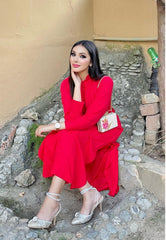 Manahils Stitched Co Ords Red Marina Tunic (Pay-Now)
