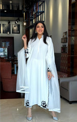 Manahils Stitched White Premium Scallop