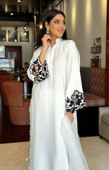 Manahils Stitched White Premium Scallop