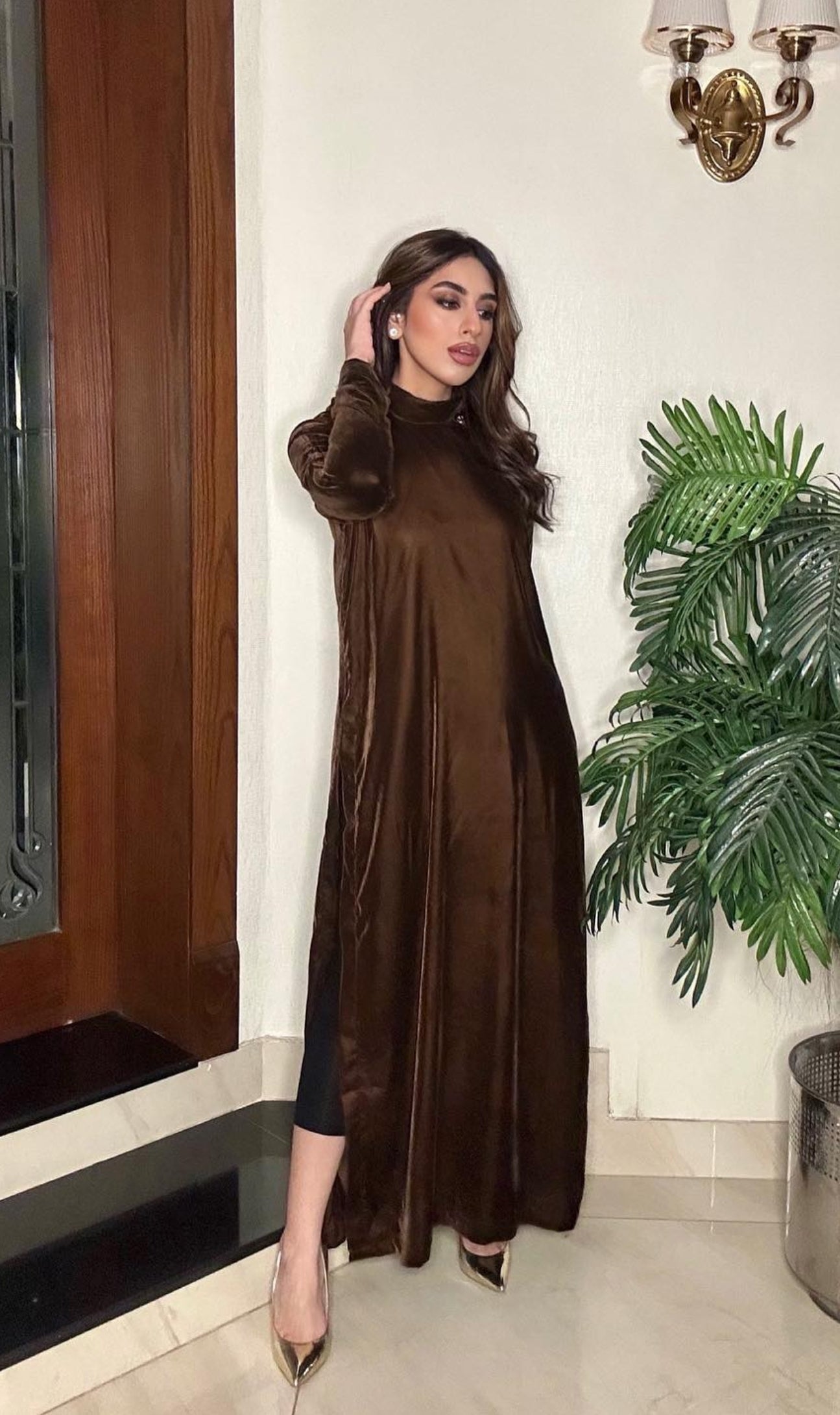Manahils Stitched Velvet Tunic Shirt (Pay Now)