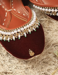 Mgs Style Khussa Collection-Lustre Pearl Ensemble  Red