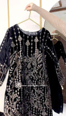 3 PIECE - EMBROIDERED VELVET SUIT 135K - Dressline Fabric