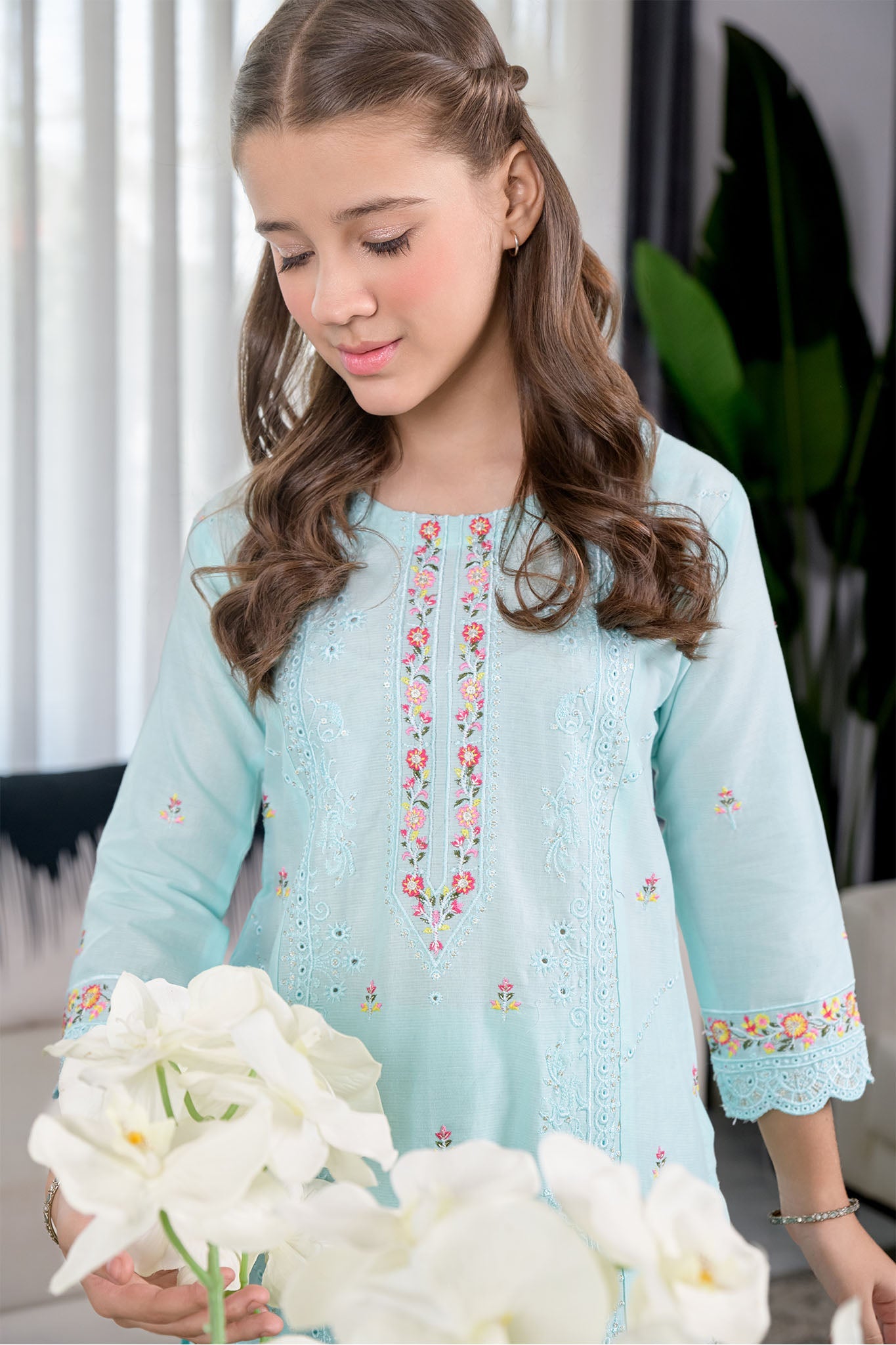 Fresh Bird Stitched 2 Piece Festive Kids Collection'2025-Sea breeze