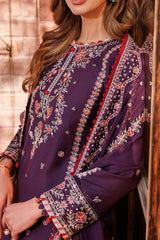 Kaavish By Farasha Unstitched 3 Piece Eid Festive Lawn Suit-02-Shadow Berry