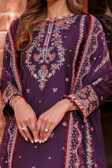 Kaavish By Farasha Unstitched 3 Piece Eid Festive Lawn Suit-02-Shadow Berry