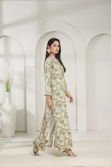 Silk Affair by Madiha Gohar Stitched Summer Suit-Shanghai Leaf Long Shirt