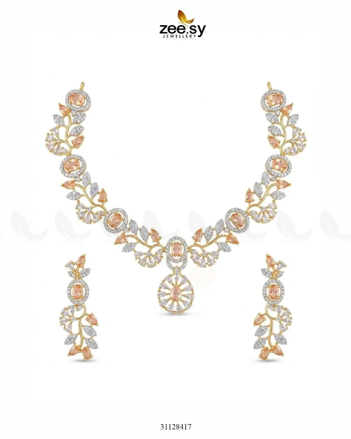 Golden Bold Stone Necklace Set