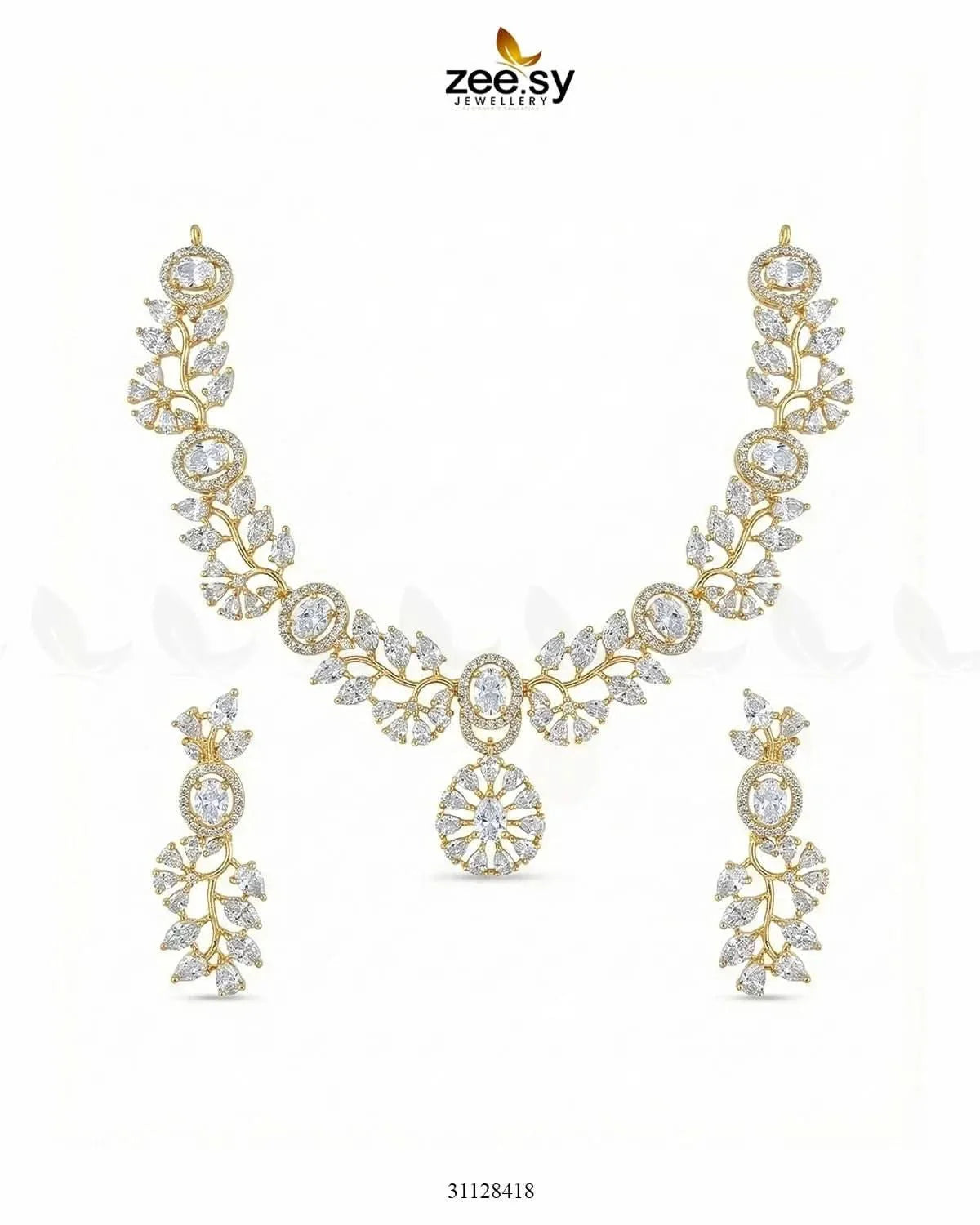 Golden Bold Stone Necklace Set