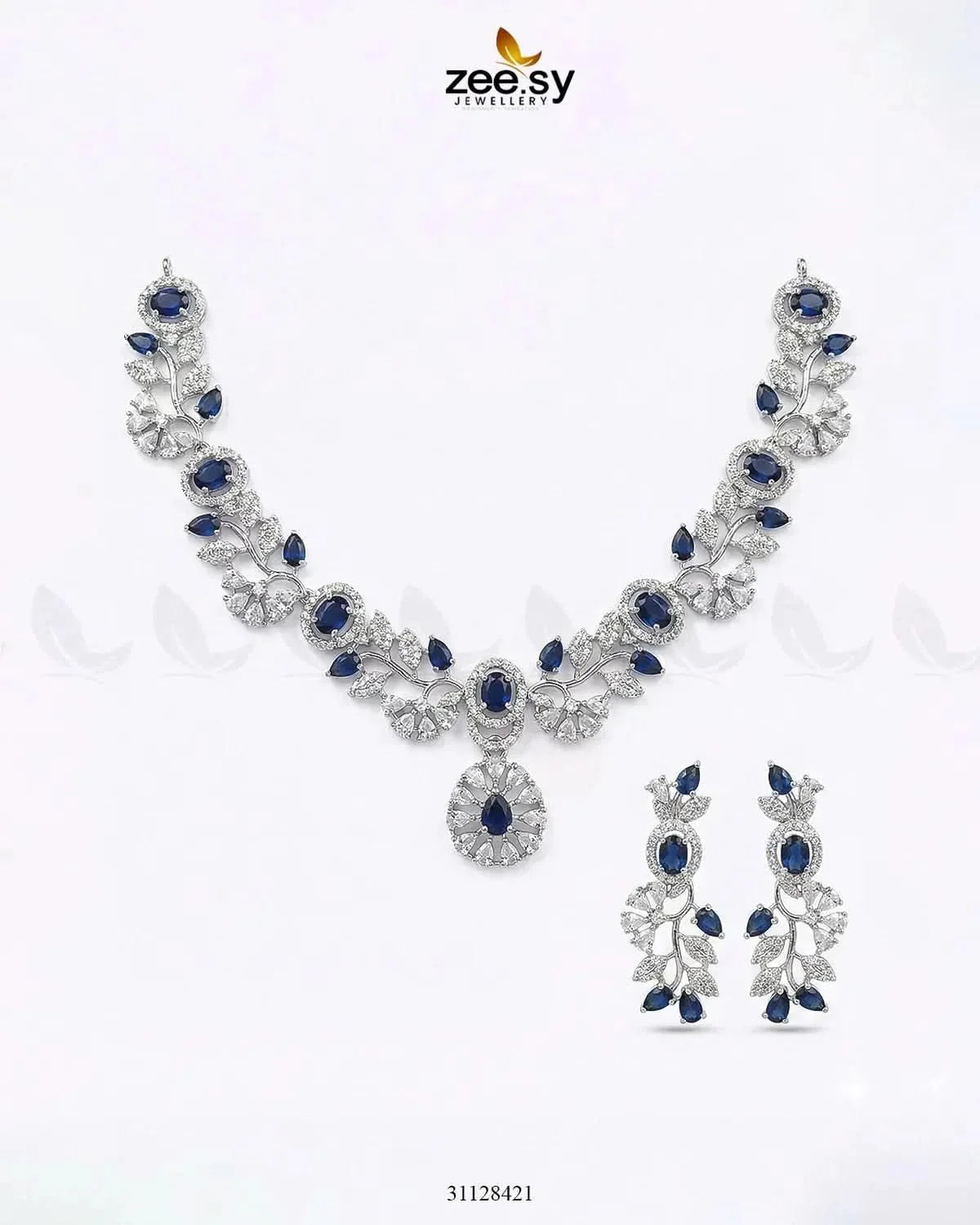 Silver Bold Stone Necklace Set