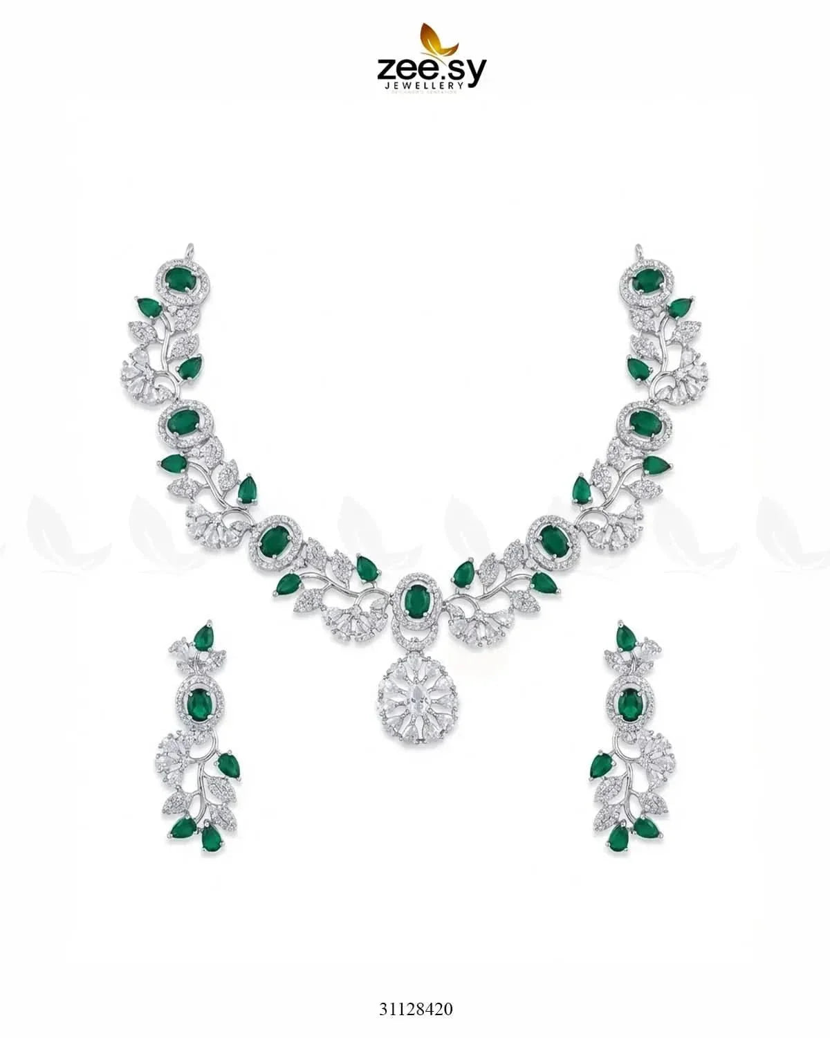 Silver Bold Stone Necklace Set