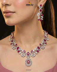 Silver Bold Stone Necklace Set