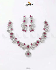 Silver Bold Stone Necklace Set