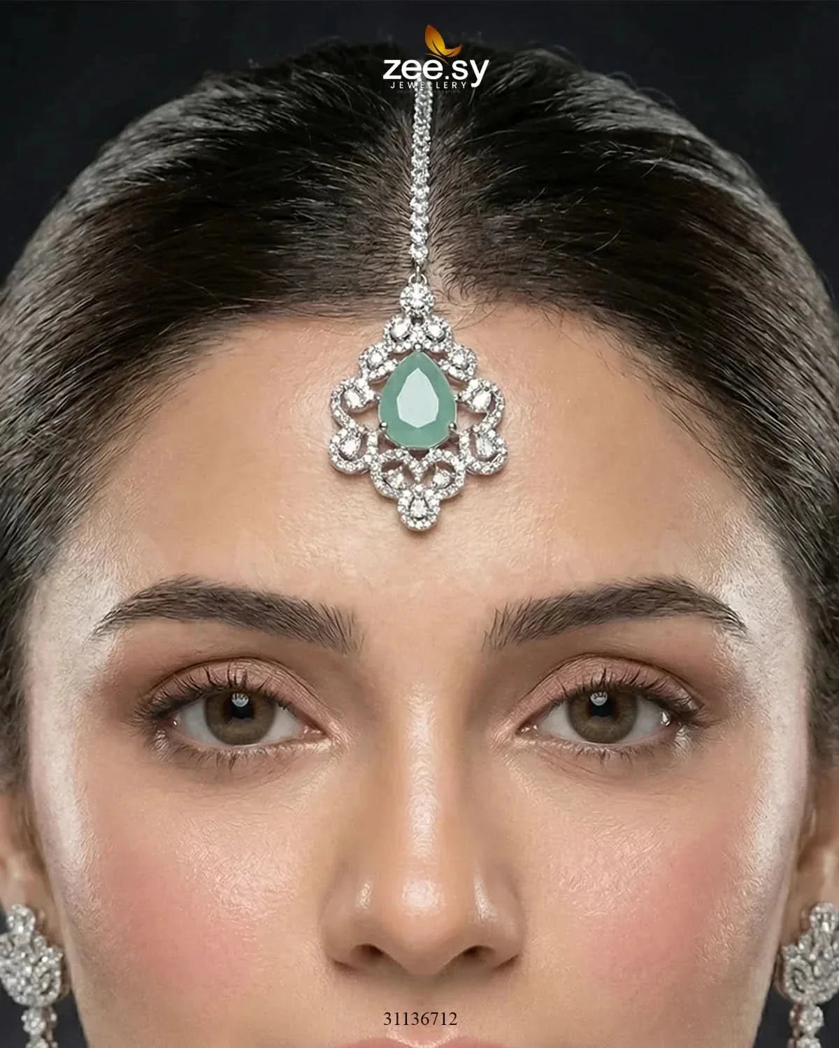Silver Crystal Pave Necklace Set
