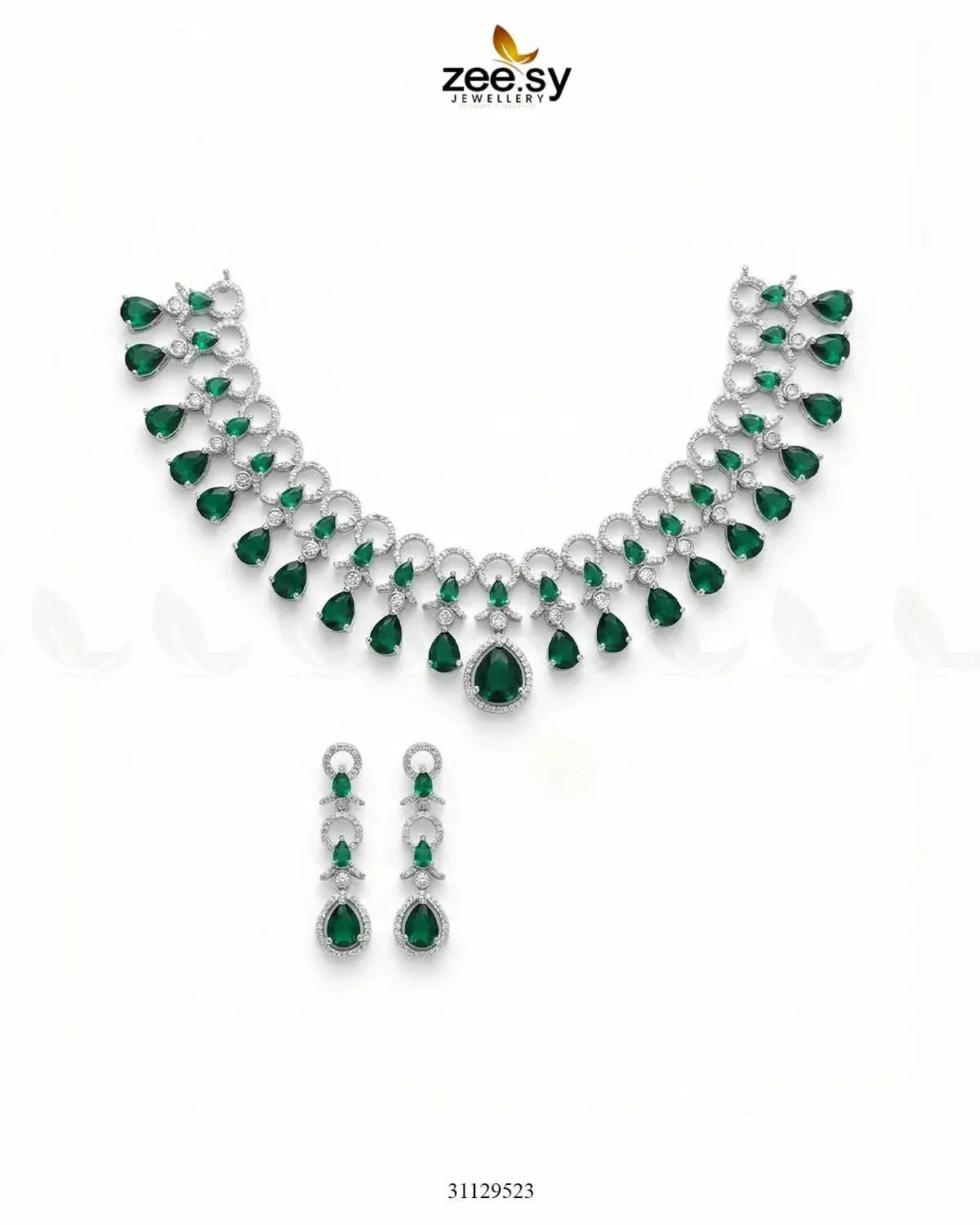 Silver Halo Cascading Necklace Set