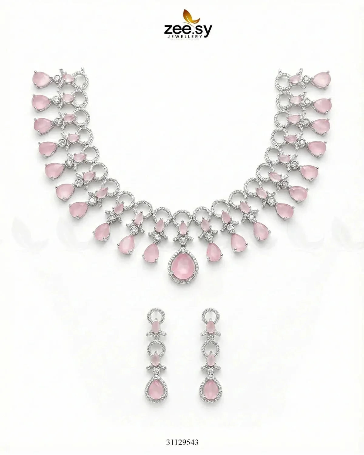 Silver Halo Cascading Necklace Set