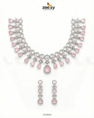 Silver Halo Cascading Necklace Set