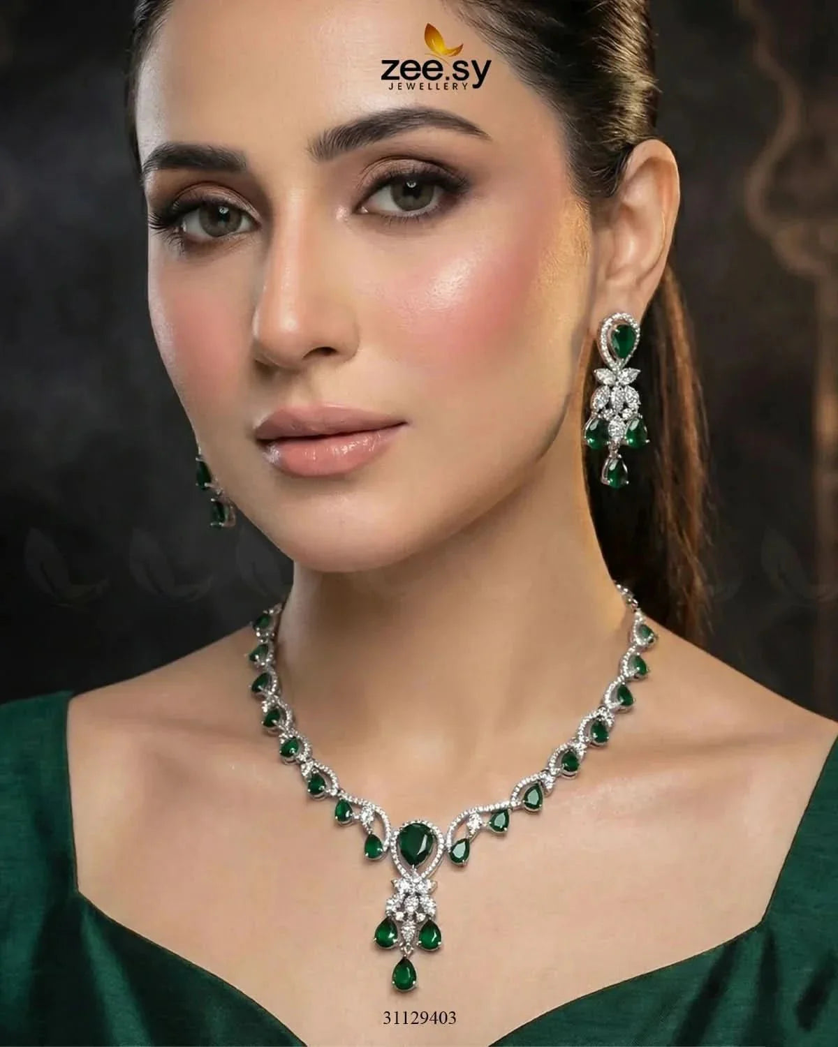 Silver Radiant Drop Necklace Set
