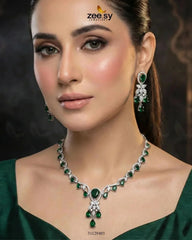 Silver Radiant Drop Necklace Set