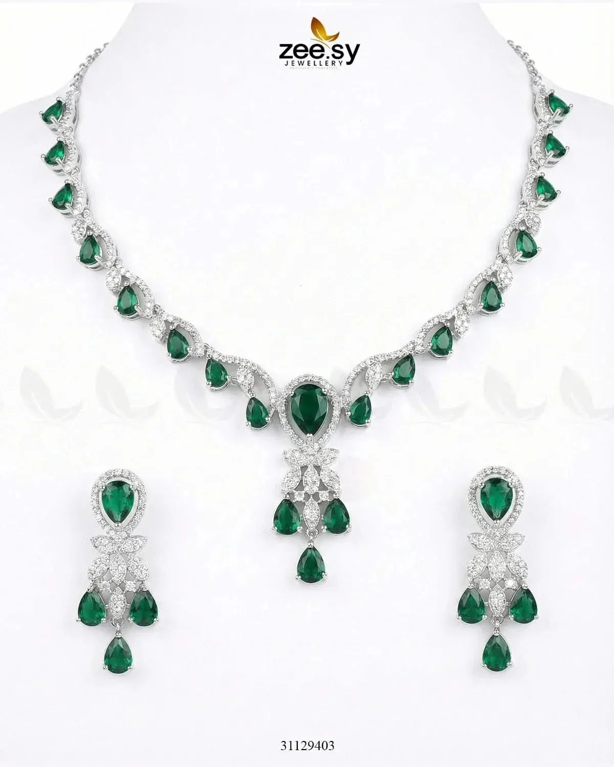 Silver Radiant Drop Necklace Set