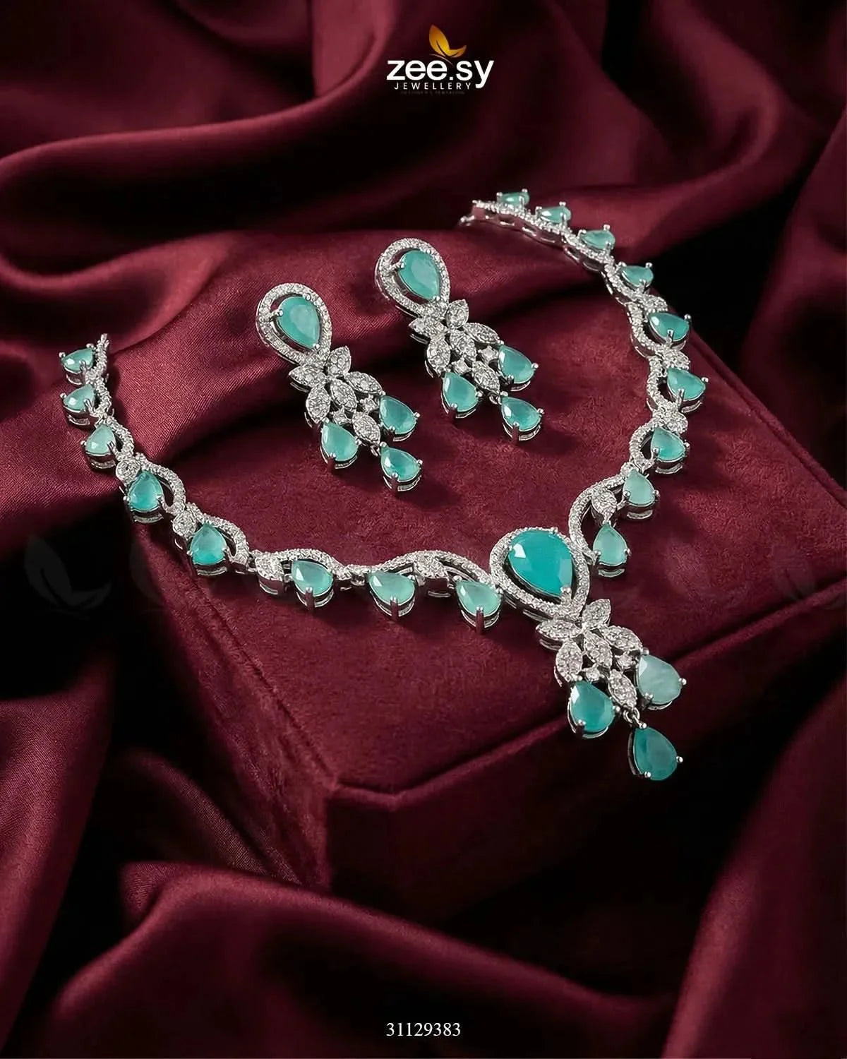 Silver Radiant Drop Necklace Set