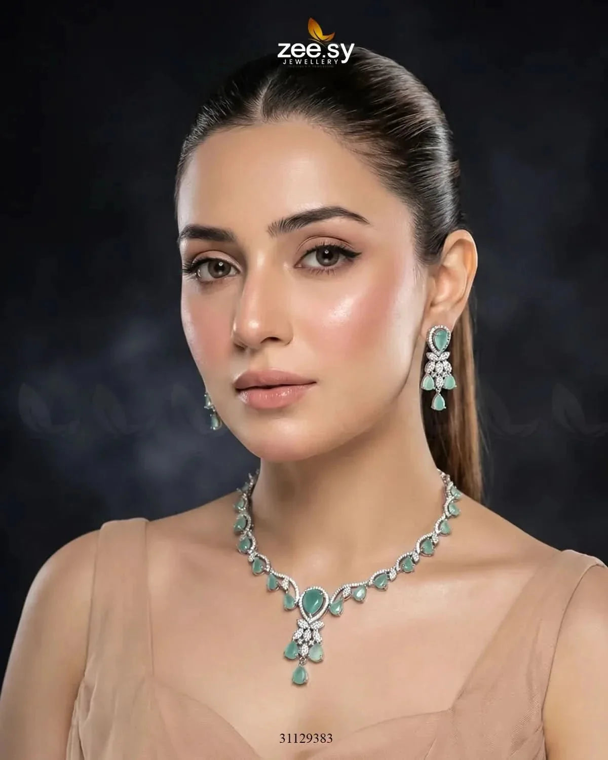 Silver Radiant Drop Necklace Set