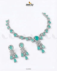 Silver Radiant Drop Necklace Set