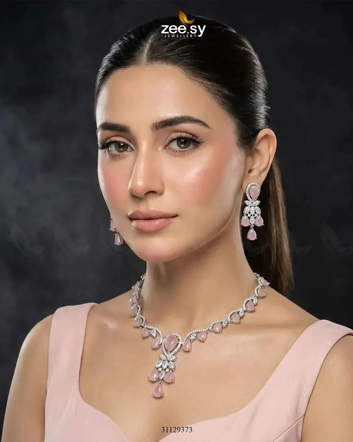 Silver Radiant Drop Necklace Set