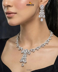 Silver Radiant Drop Necklace Set