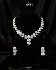 Floral Gilded Sentimental Cluster Necklace Silver White - Zeesy Jewellery