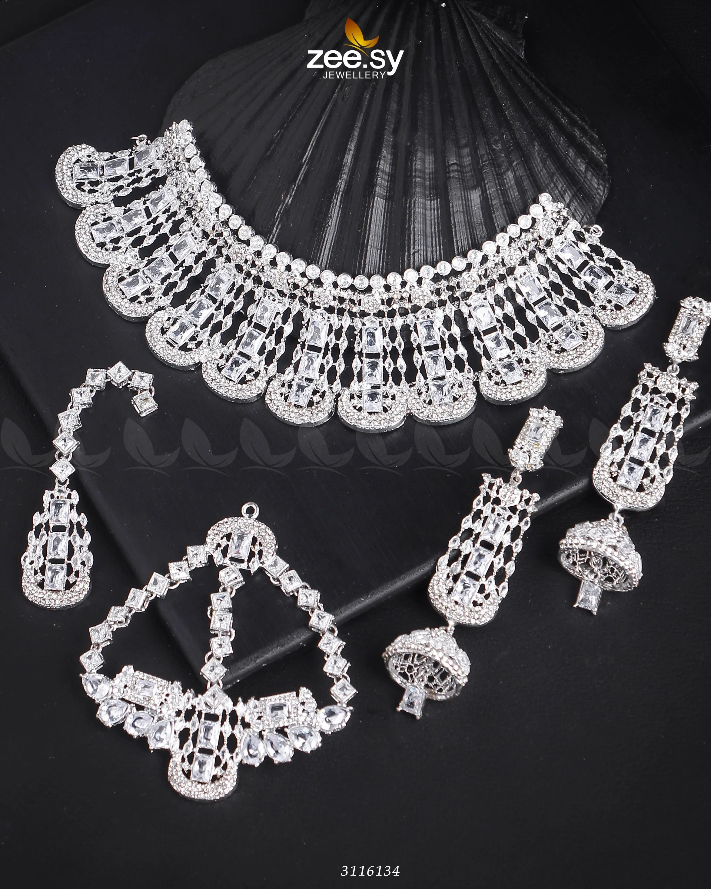 Ariana Bridal Sets Silver - Zeesy Jewellery