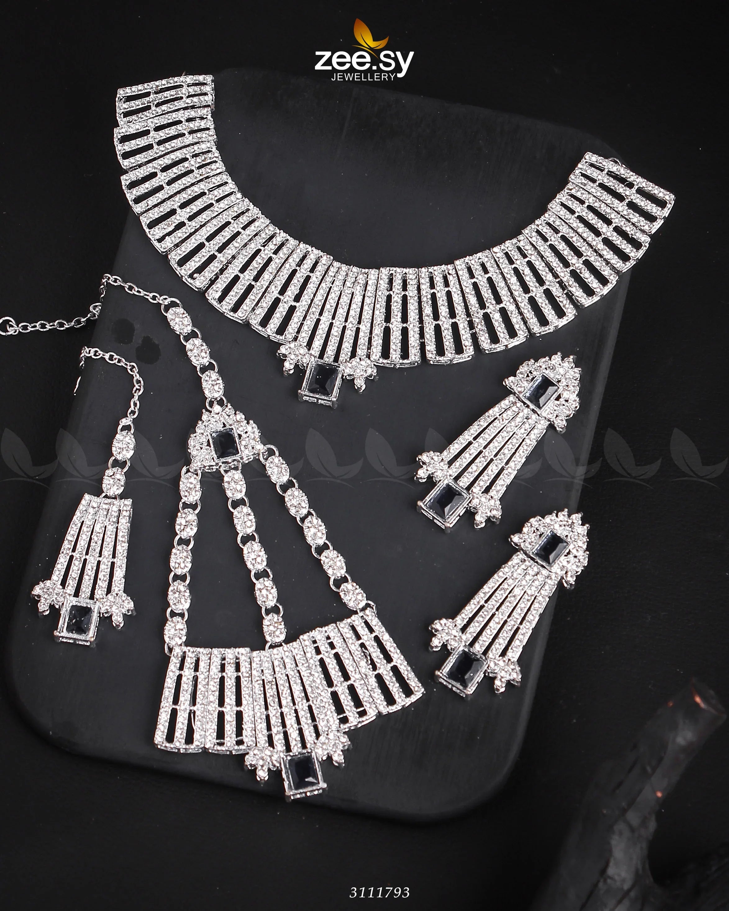 Asma's Bridal Sets Silver Blue - Zeesy Jewellery