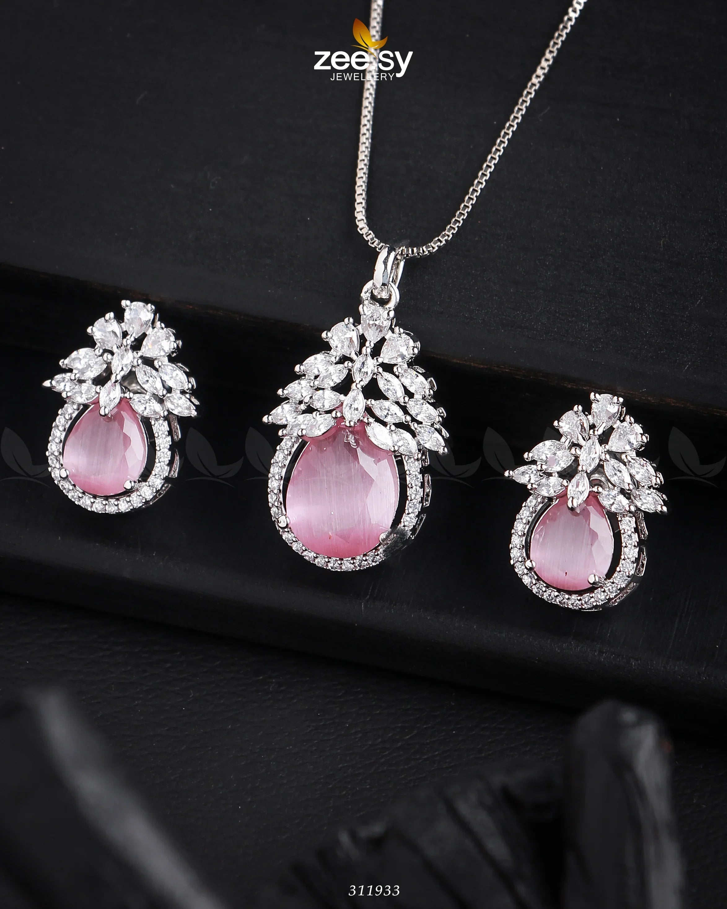 Zara's Pendant Set Silver Mint Pink - Zeesy Jewellery