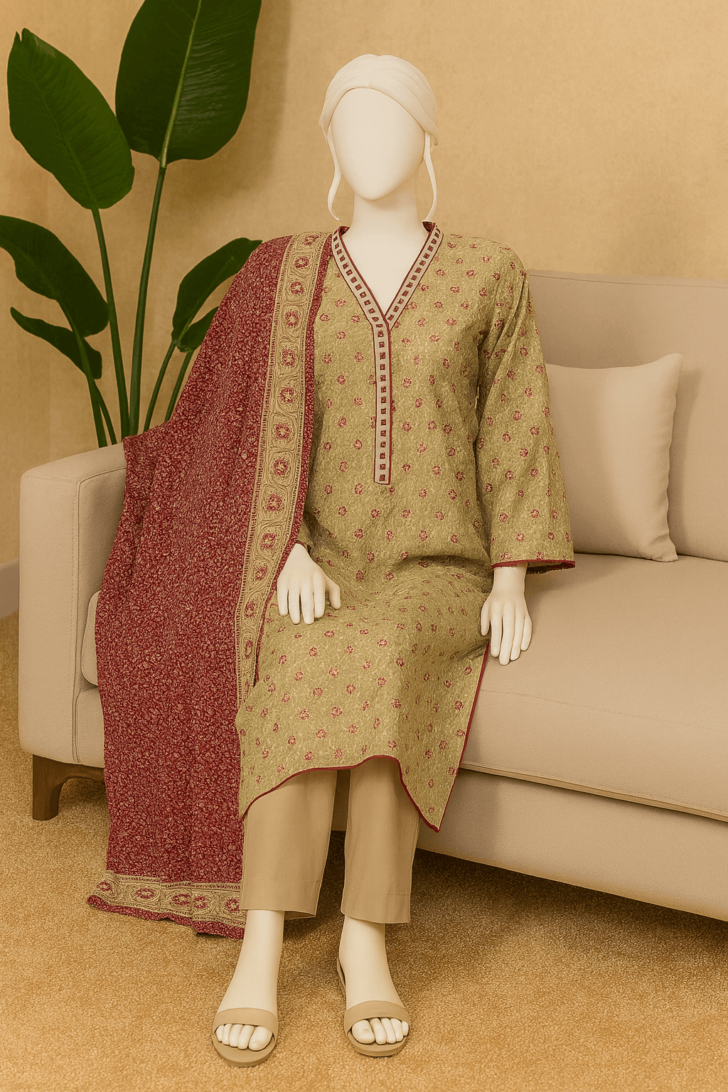 Almeerah Unstitched 3 Piece Luxe Summer Collection'2025-Soft Pearl Beige