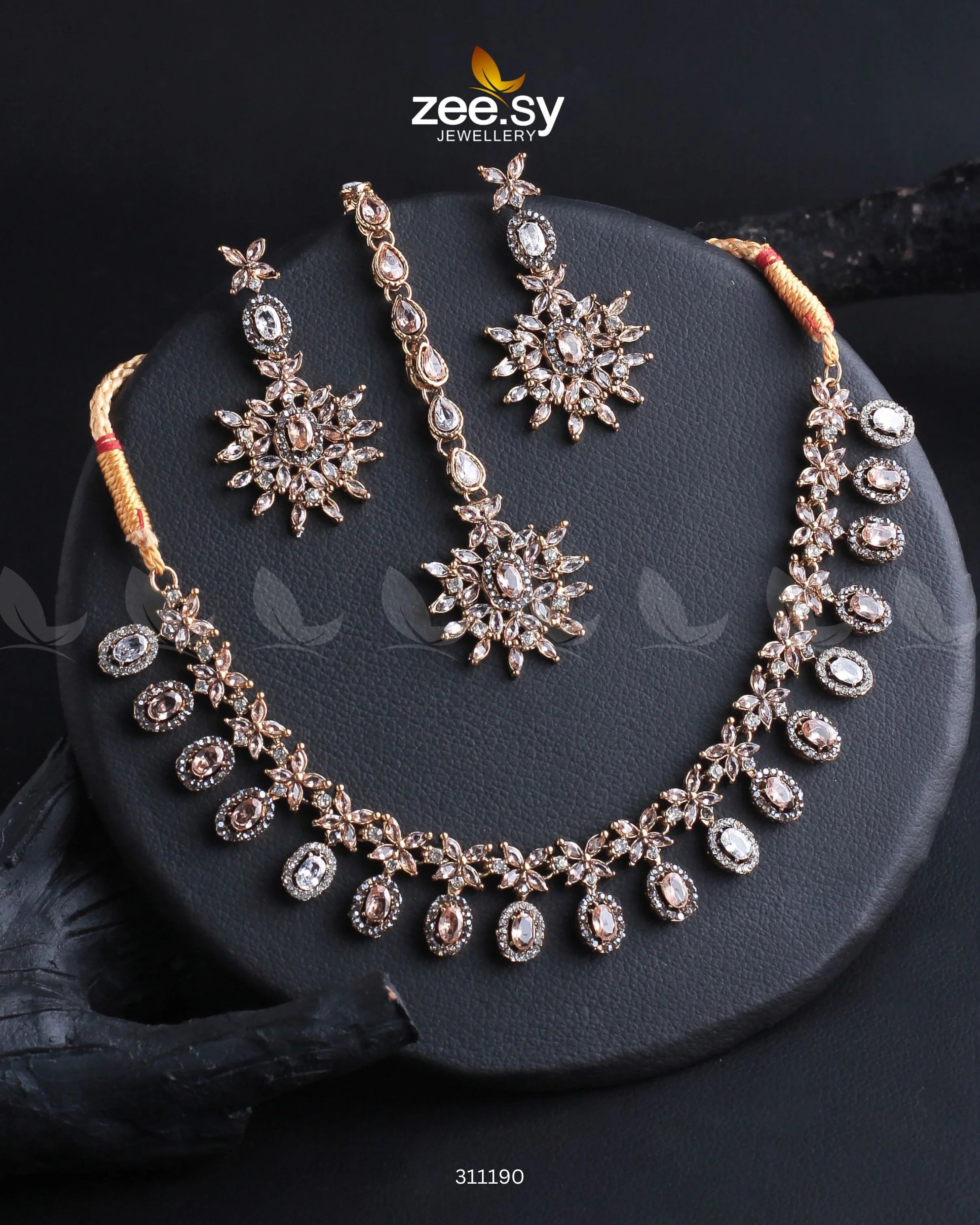 Solara Necklace Set Champagne - Zeesy Jewellery