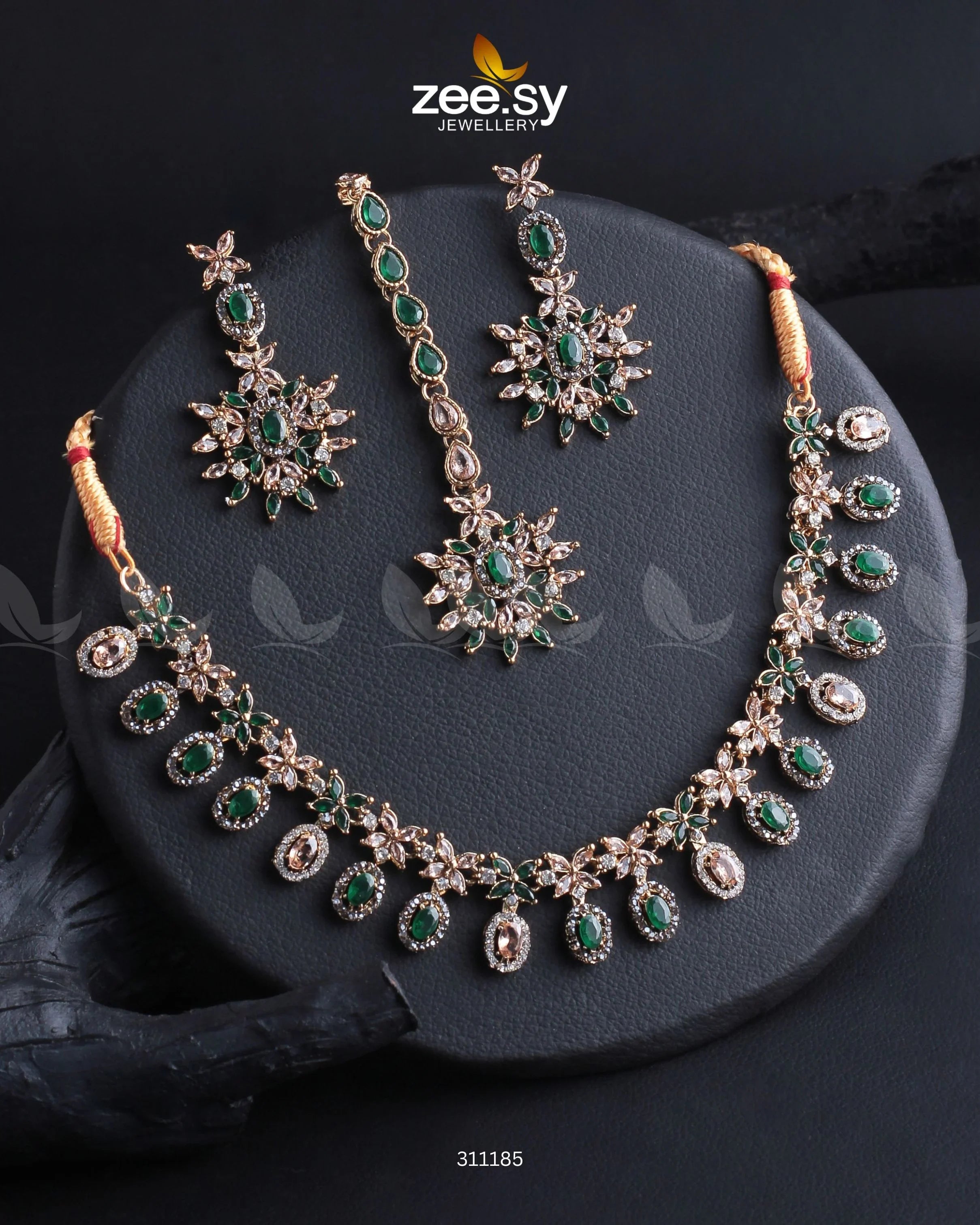 Solara Necklace Set Green - Zeesy Jewellery