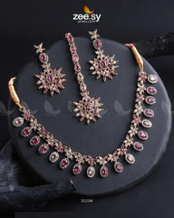 Solara Necklace Set Fuchsia - Zeesy Jewellery