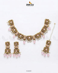 Square Floral Pearl Necklace Set - Zeesy Jewellery