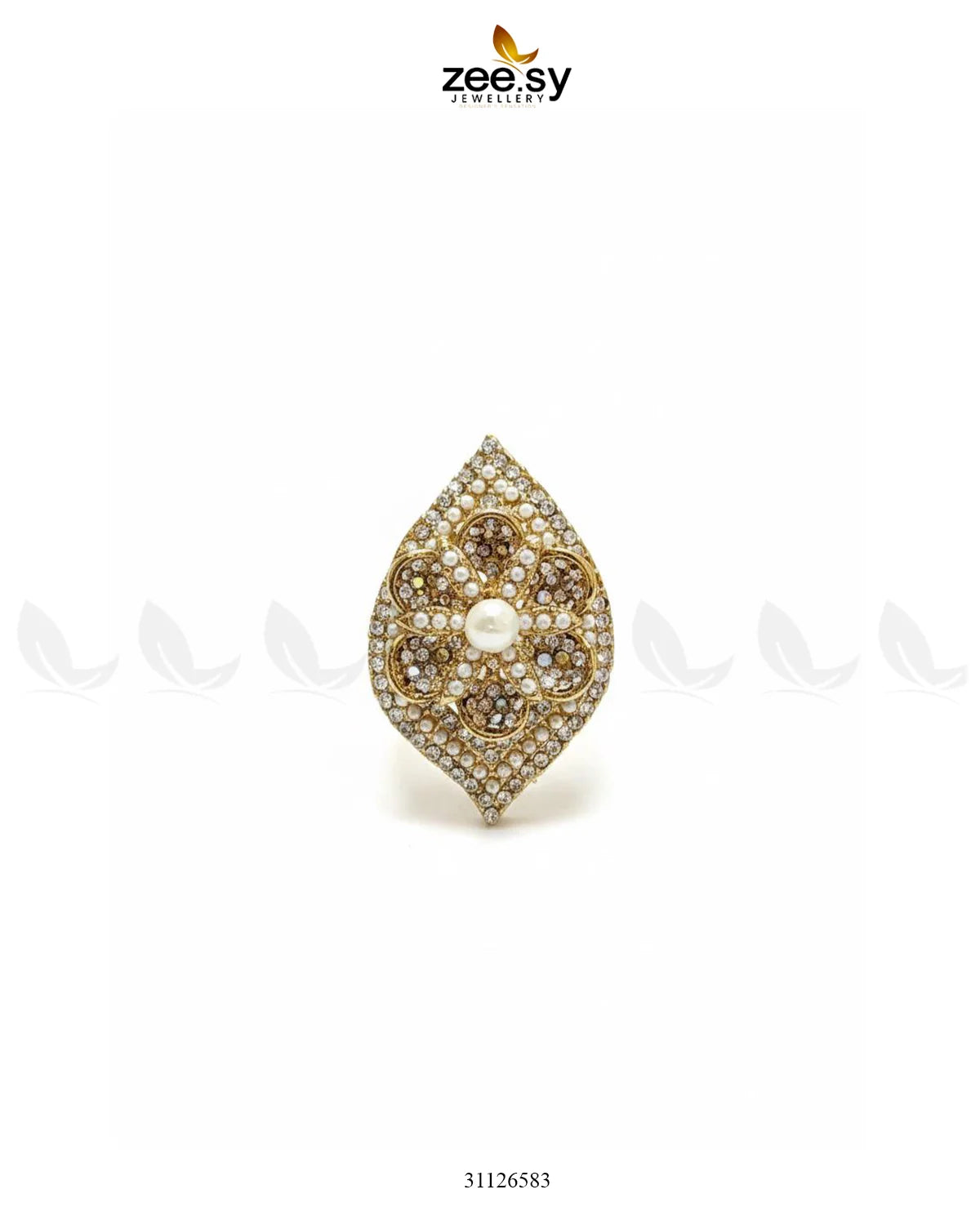 Starlit Leaf Cluster Pave Ring - Zeesy Jewellery