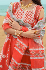 Saira Shakira Unstitched 3 Piece Luxury Lawn Suit-Stars of Fire Fiesta Coral