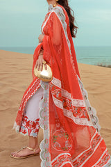 Saira Shakira Unstitched 3 Piece Luxury Lawn Suit-Stars of Fire Fiesta Coral