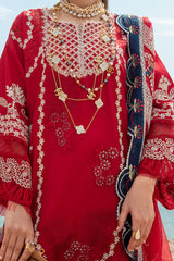 Saira Shakira Unstitched 3 Piece Luxury Lawn Suit-Stars of Fire Flame Red