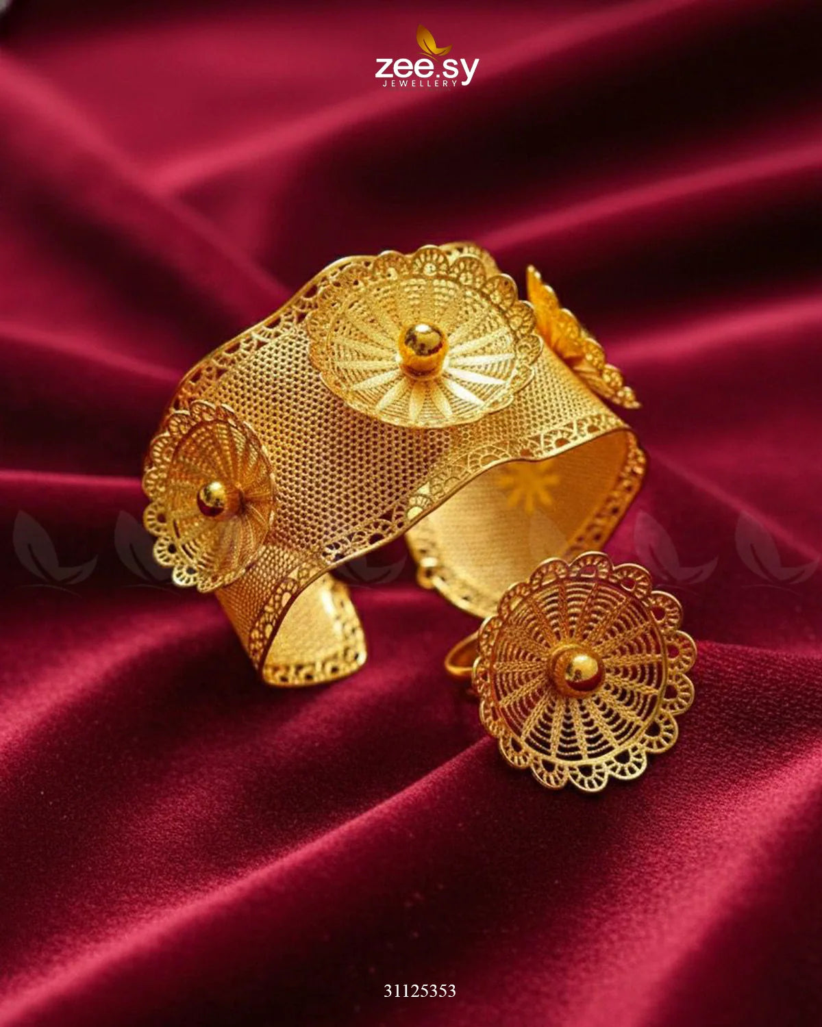 Sultanate Sunburst Filigree Bangle Ring Set - Zeesy Jewellery