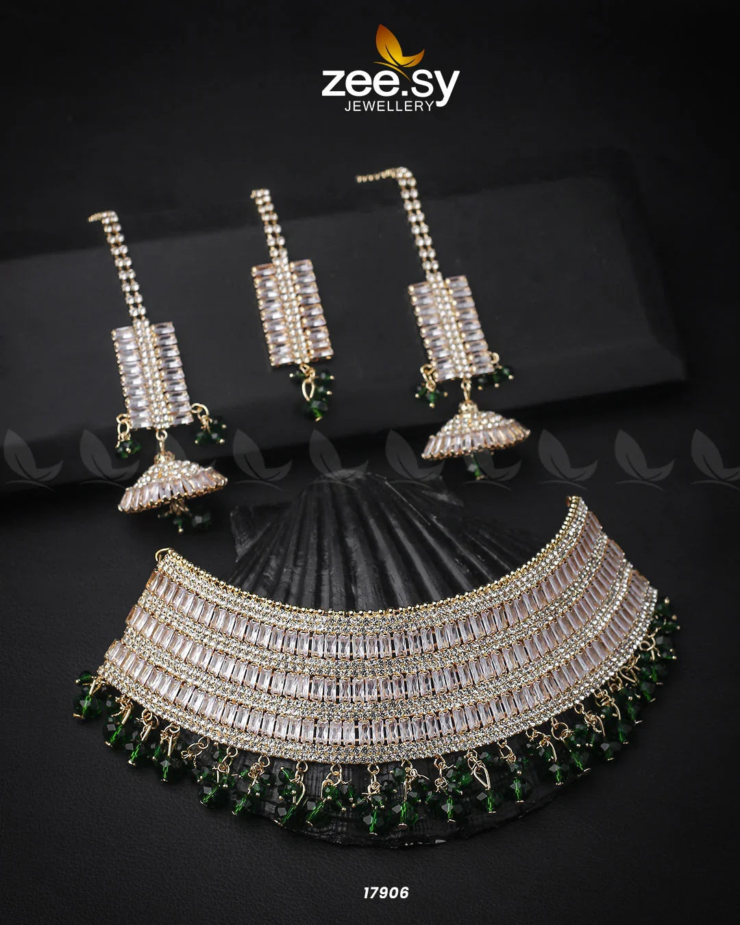 Sumayah's Choker Necklace Golden Green - Zeesy Jewellery