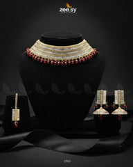 Sumayah's Choker Necklace Golden Red - Zeesy Jewellery