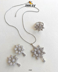 Sunflower Necklace Silver White - Zeesy Jewellery