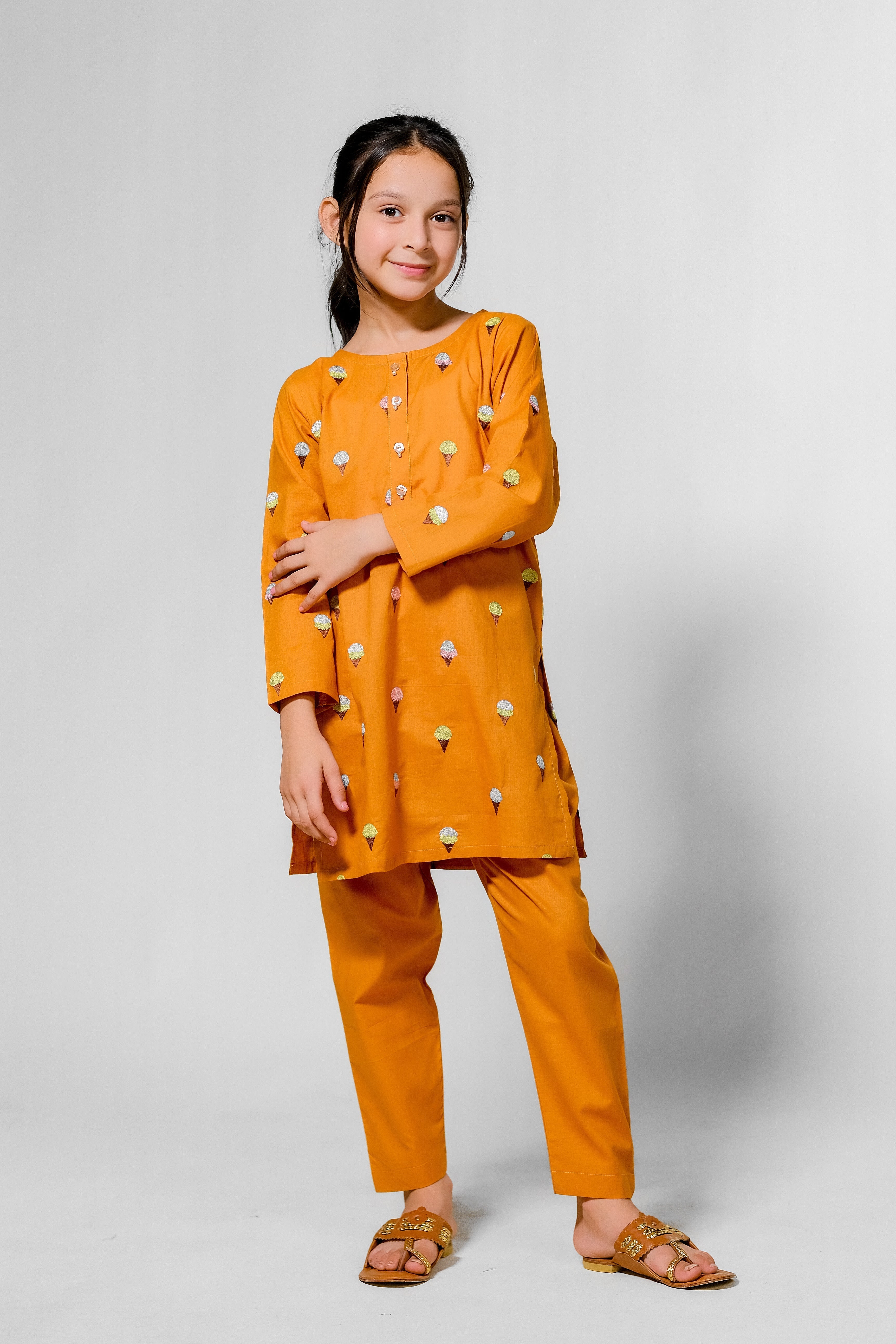 Sprinkles Stitched 2 Piece Summer Co Ord Sets Kids Collection'2025-Sweet Treats - 2pcs - Embroidered